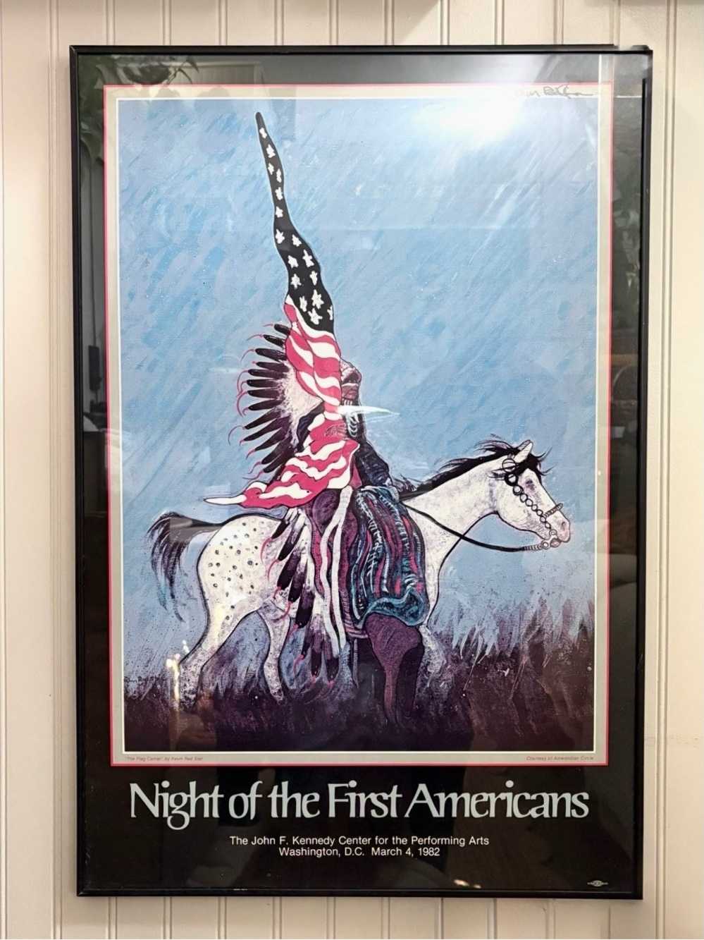 Vintage Kevin Red Star “Night of the First Americans” Print Signed & Framed VTG - Picture 12 of 12